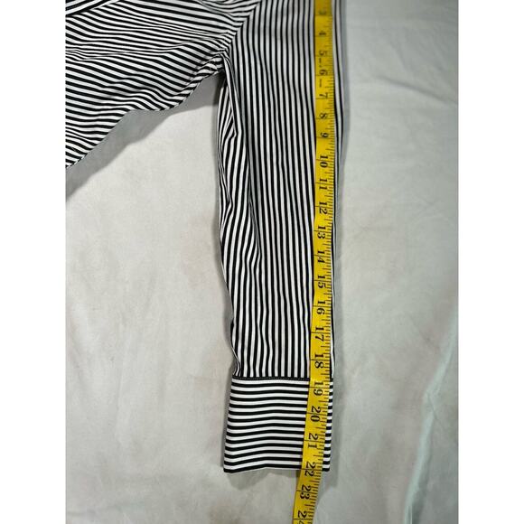 Chico's Striped Button Collared Blouse Womens Size Small Black White Preppy NWT - Picture 7 of 7